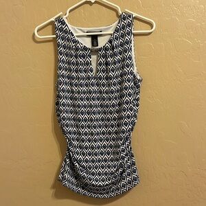 White House Black Market Women’s Blue, Black & White Patterned Tank Top Size S